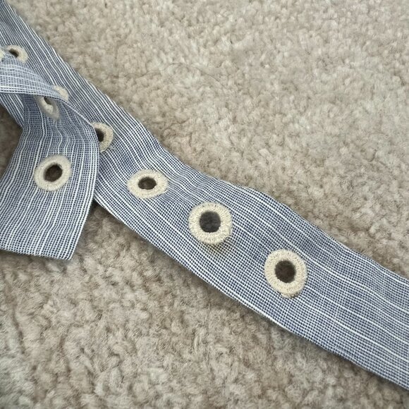 Francesca’s Mi Ami Blue White Eyelet Embroidered Mini Dress S With Bow Tie Strap - Picture 10 of 14